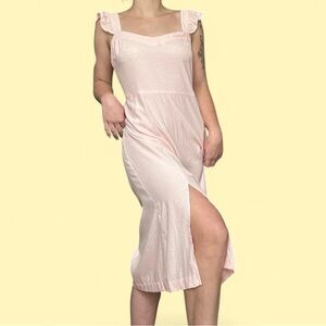 Loft Dotted Ruffle Strap Midi Dress